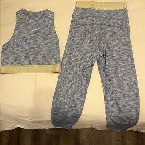 Blue Nike pro set tank and leggings